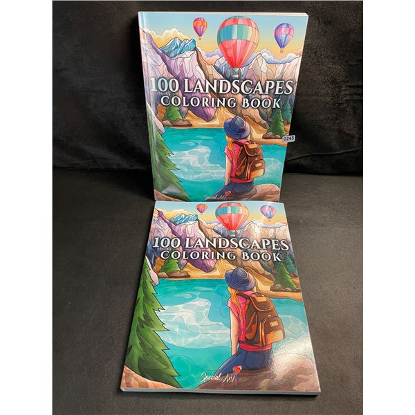 2 Special Art's Adult Coloring Books - Jumbo 100 Landscapes Coloring Books for Adults - Brand New