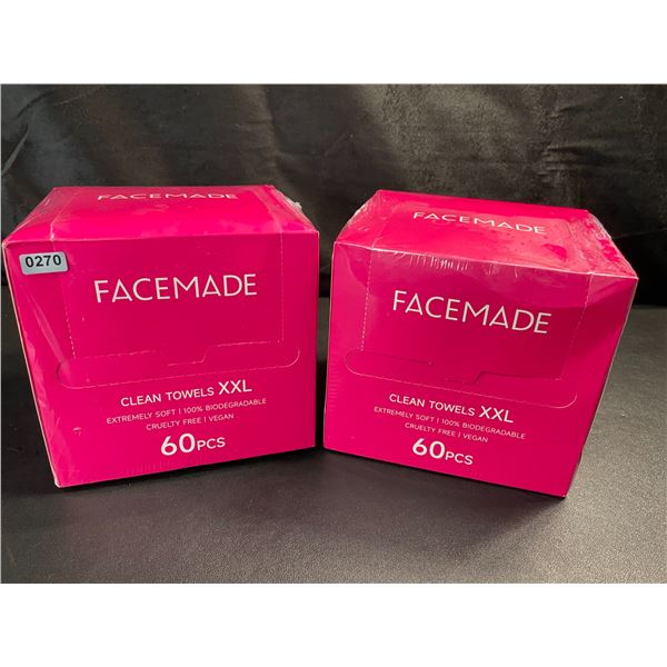 2 Boxes of Facemade Towels XXL - Disposable Ultra-Soft Face Towels - 60PCS Per Box - New
