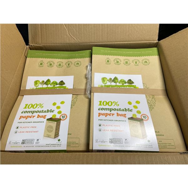 1 Box of 100% Compostable Paper Bags for Kitchen Organics - 120 Bags Included - New