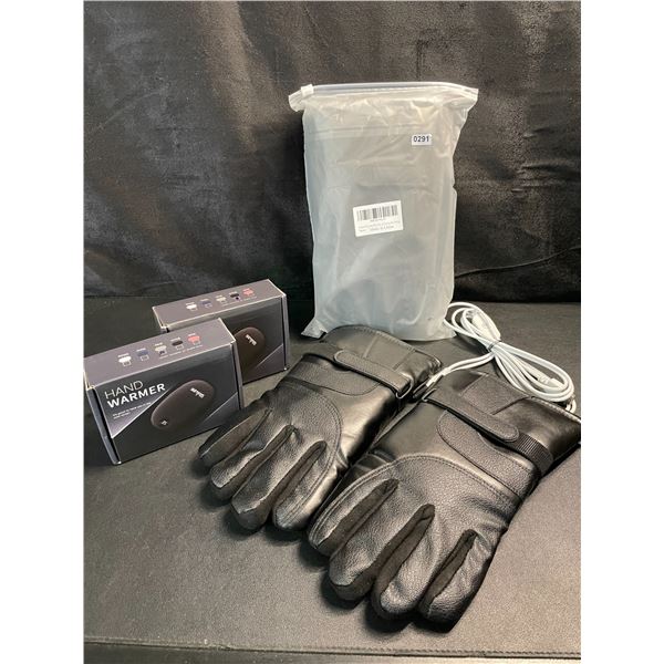 2 Pairs of Heated Winter Gloves (USB-Powered) with 2 Wulcea USB-Powerbanks - Brand New!