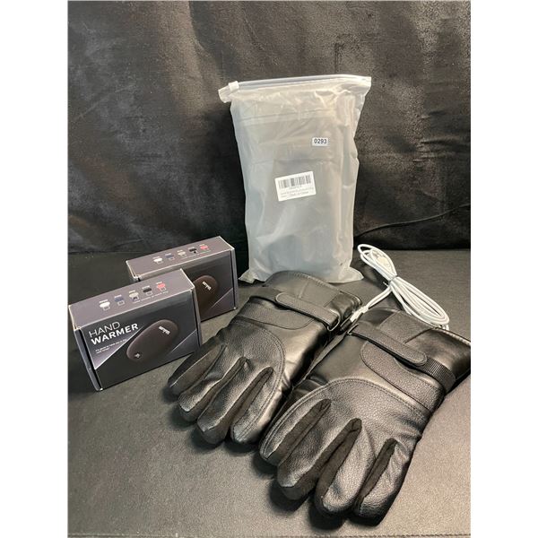 2 Pairs of Heated Winter Gloves (USB-Powered) with 2 Wulcea USB-Powerbanks - Brand New!