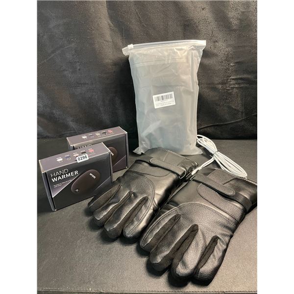 2 Pairs of Heated Winter Gloves (USB-Powered) with 2 Wulcea USB-Powerbanks - Brand New!