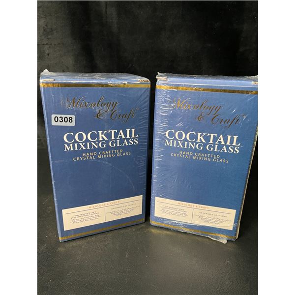 2 Mixology & Craft 24oz Hand crafted Crystal Cocktail Mixing Glasses - New Sealed