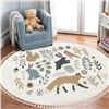 Image 1 : 1 Round Boho Area Rug/Carpet for Bedrooms/Nurseries - 3FT Size - Cute Animal/Forest Design - New