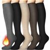 Image 1 : Pack of 5 Pairs of Warm Knee-High Socks for Women - Thermal Cotton Socks - Brand New!