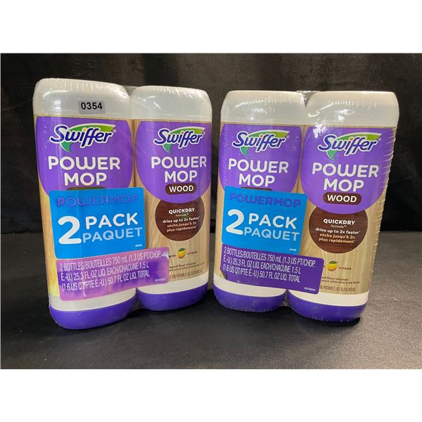2 Double-Packs of Swiffer Power Mop Wood Floor Cleaners - Lemon - 750ml Each - New Sealed!