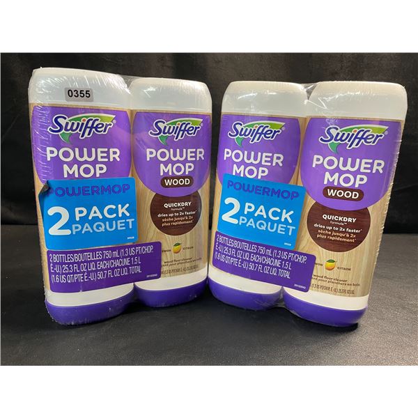 2 Double-Packs of Swiffer Power Mop Wood Floor Cleaners - Lemon - 750ml Each - New Sealed!