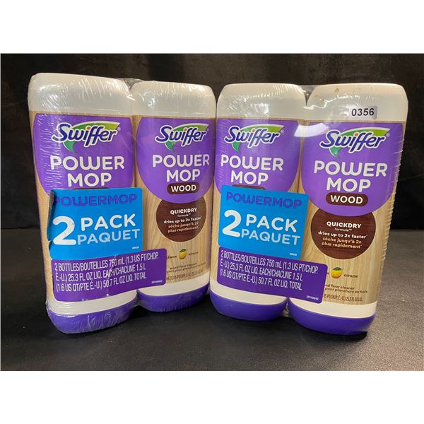 2 Double-Packs of Swiffer Power Mop Wood Floor Cleaners - Lemon - 750ml Each - New Sealed!