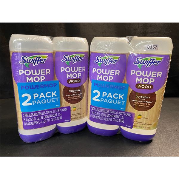 2 Double-Packs of Swiffer Power Mop Wood Floor Cleaners - Lemon - 750ml Each - New Sealed!