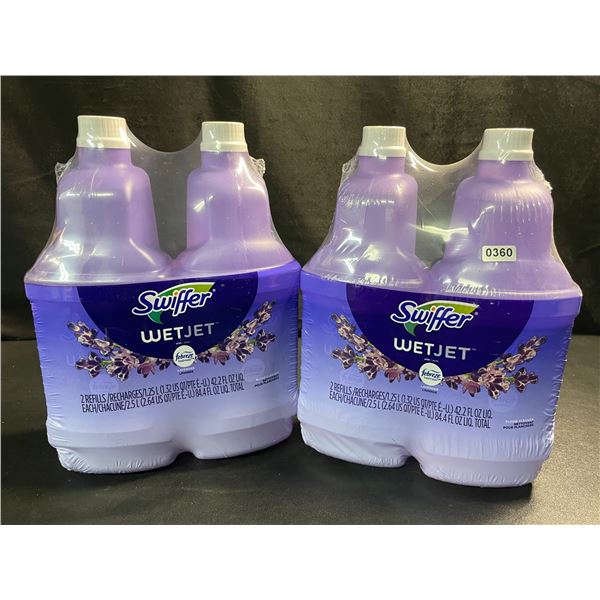 2 Swiffer WetJet w/ Febreeze Multi-Purpose Floor Cleaner Refills - 1.25L - 2 Per Pack/4 Total - New
