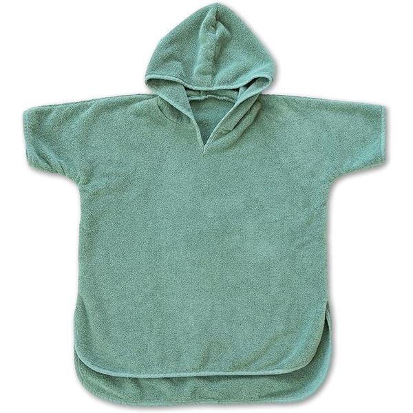 2 Natemia Hooded Poncho Cotton Towels for Kids (6-8T, 32" Size) - Sage Green - Brand New!