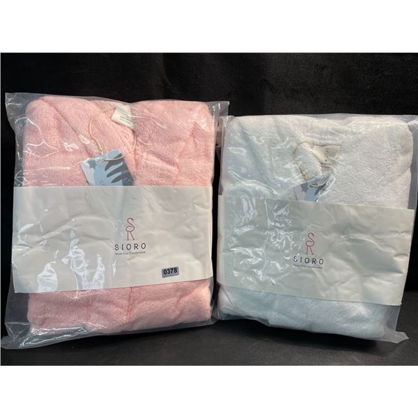 2 Sioro Kid's Bathrobes - 100% Cotton - Size Medium (Fits 6-7yrs) - New Sealed!