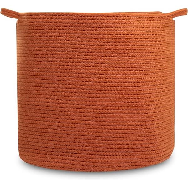 1 Natemia Rope Storage Basket/Toy Organizer/Laundry Basket (20"x20"x14") - Autumn Orange - New