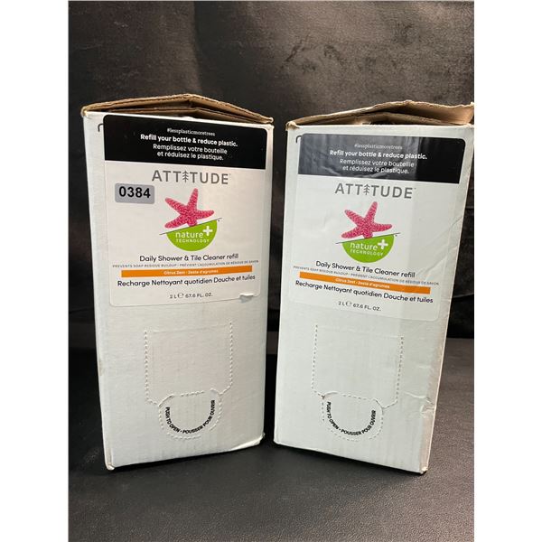 2 Boxes of Attitude Daily Shower & Tile Cleaner Refills - 2L Each - Citrus Zest Scent - New