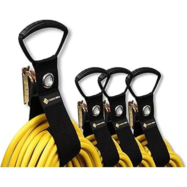 2 Packs of Hook & Loop Cord Organizers for Heavy-Duty Cords (Extension Cords/Cables) - 4 Per Pack