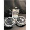 Image 1 : Set of 2 H4 140W Angel Eyes 7-Inch LED Headlights for Motorcycles - Brand New