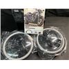 Image 2 : Set of 2 H4 140W Angel Eyes 7-Inch LED Headlights for Motorcycles - Brand New