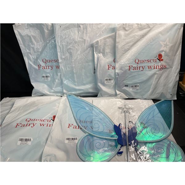 8 Sets of Fairy Wings & Wands for Adults/Girls Costume/Dress-Up - 19" Wing Size - New