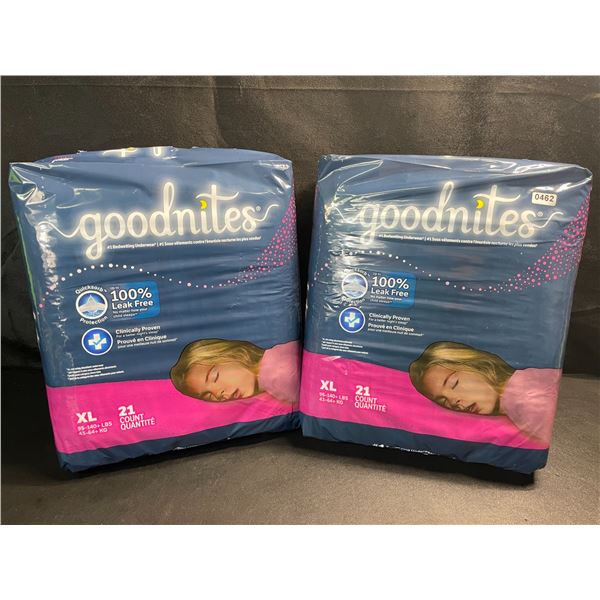2 Packs of Goodnites Girl's Nighttime Bedwetting Underwear - Size XL - 21pcs Per Pack - New