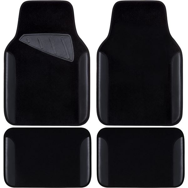 1 Set of Carpass Waterproof Universal Fit Car Floor Mats- 4PCS - Black - New