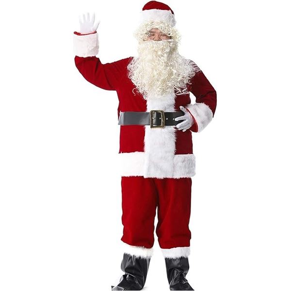 1 Men's Deluxe Santa Suit - 11pc Santa Claus Costume for Adults - Size X-Large - New!