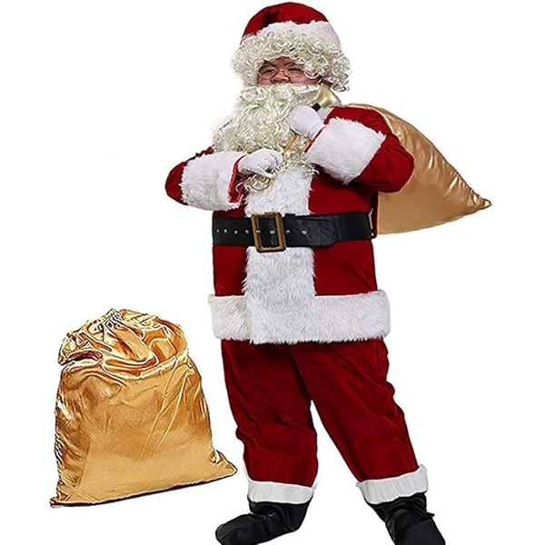 1 Men's Deluxe Santa Suit - 11pc Santa Claus Costume for Adults - Size Large - New!