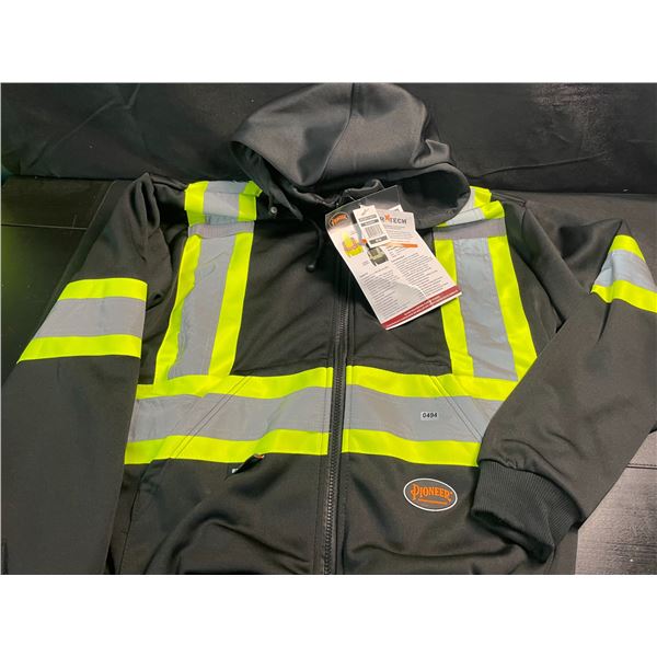 1 Pioneer Hi-Vis Polyester Fleece Work Hoodie - Black - Size Medium - New w/ Tags!
