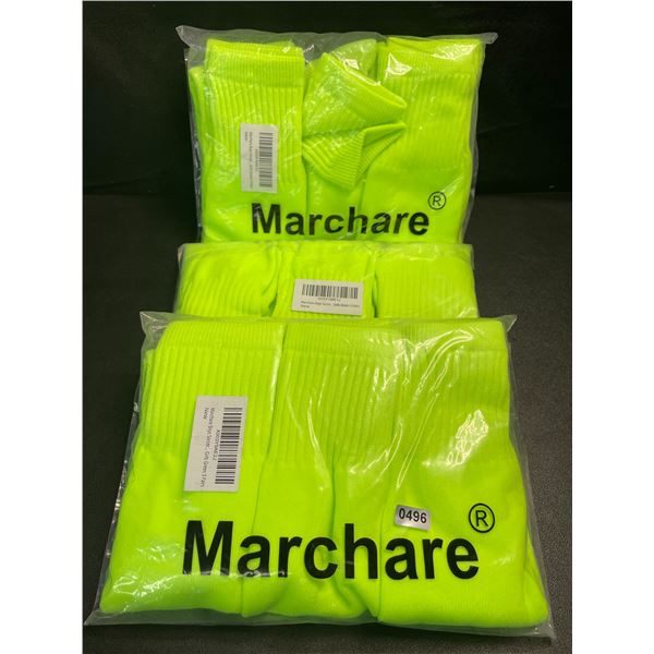 3 Packs of Marchare Boys Knee-High Sports/Soccer Socks - Green - 3 Pairs Each/9 Total - New