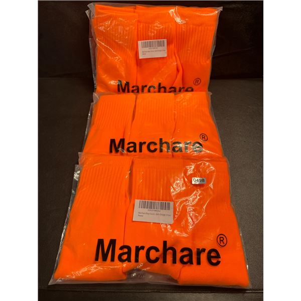 3 Packs of Marchare Boys Knee-High Sports/Soccer Socks - Orange - 3 Pairs Each/9 Total - New