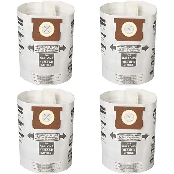 3 Packs of Replacement Vacuum/Dust Bags for Shop Vacs (5-8 Gallon) - 4PCS Per Pack - New