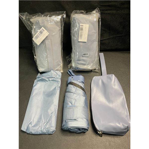 3 Travel Mini Compact Umbrellas with Case - Pocket/Travel Lightweight Umbrellas - Blue - Brand New!