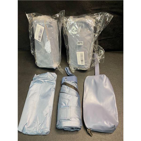 3 Travel Mini Compact Umbrellas with Case - Pocket/Travel Lightweight Umbrellas - Blue - Brand New!