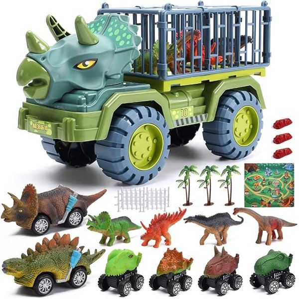 1 Dinosaur Transport Toy Truck Play Set with Dinosaur Figures & Playmat - Brand New!