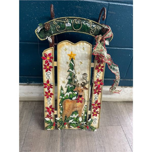 1 Christmas Sled/Reindeer Design Decor Piece - 24" Size