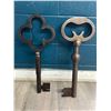 Image 1 : 2 Large Decorative Black Metal Skeleton Key Wall Decor Pieces - 24" Size - Used