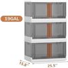 Image 6 : 3PC Collapsible/Stackable Plastic Storage Bin Organization Set with Wheels - New!