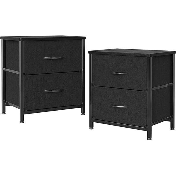 Set of 2 Vermess Nightstands/Small Bedside Dressers - Black - 20" x 15.7" x 11" - New in Box!