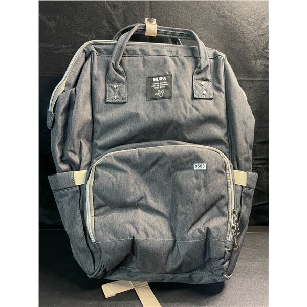 1 Insulated Backpack-Style Diaper Bag - Grey - 17" - Brand New!
