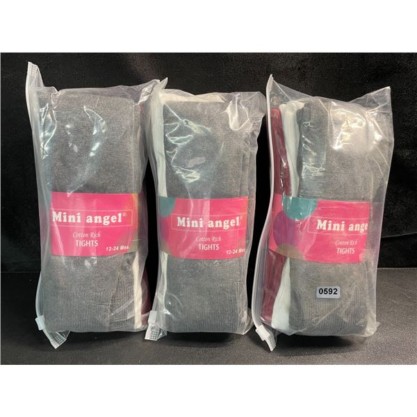 3 Packs of Baby Girls Cotton Tights - Size 12-24month - 3 Per Pack (Grey/White/Red) - Brand New!