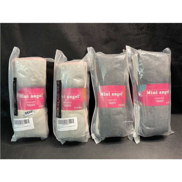 4 Packs of Baby Girls Cotton Tights - 2X Size 6-12month & 2X Size 12-24month - Brand New!