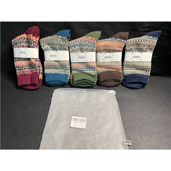 5 Pairs of Women's Wool Crew Socks - Soft Warm Thick Knit Socks - Brand New! (Assorted Colours)