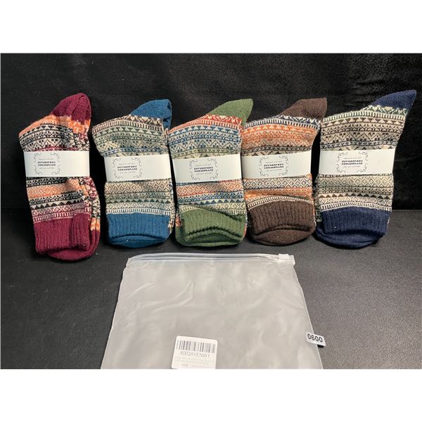 5 Pairs of Women's Wool Crew Socks - Soft Warm Thick Knit Socks - Brand New! (Assorted Colours)