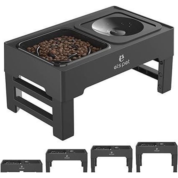1 Els Pet Raised Adjustable/Elevated Pet Food Bowl (4 Adjustable Heights) Large Size - Brand New!