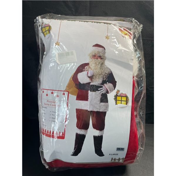 1 Men's Deluxe Santa Suit - 11pc Santa Claus Costume for Adults - Size X-Large - New!