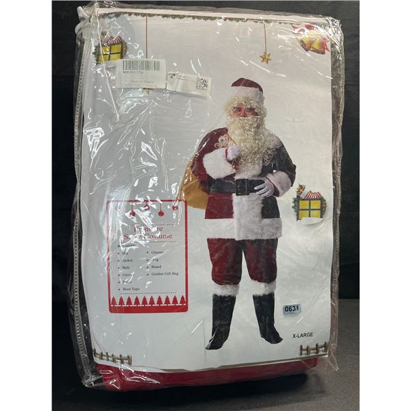 1 Men's Deluxe Santa Suit - 11pc Santa Claus Costume for Adults - Size X-Large - New!