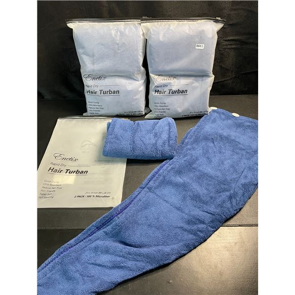 3 Packs of Enetix Rapid Dry Hair Towel Turbans - 2 Per Pack/6 Total - Blue - Brand New!