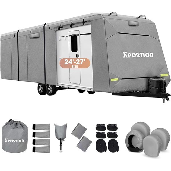1 Xportion RV Camper Cover - For 24-27FT RV's - Waterproof & UV Resistant Travel Cover - NEW IN BOX