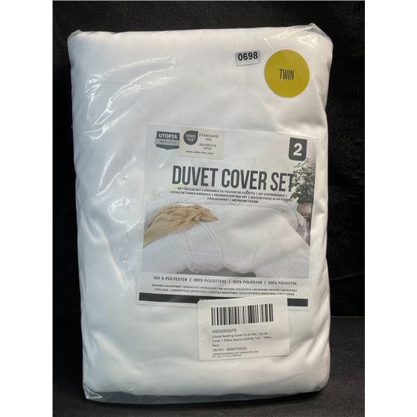1 Utopia Bedding Duvet Cover Set - Twin Size - White - Brand New!