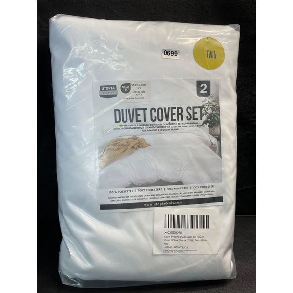 1 Utopia Bedding Duvet Cover Set - Twin Size - White - Brand New!
