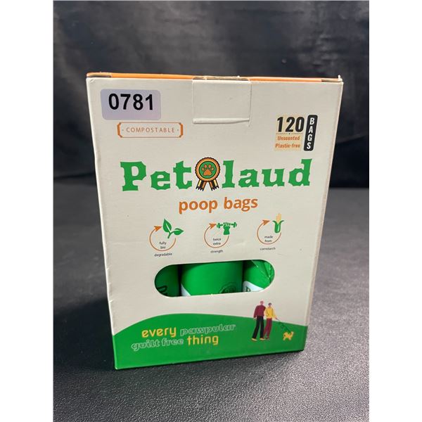 1 Box of Petlaud 120CT Compostable Dog Poop/Waste Bags - New
